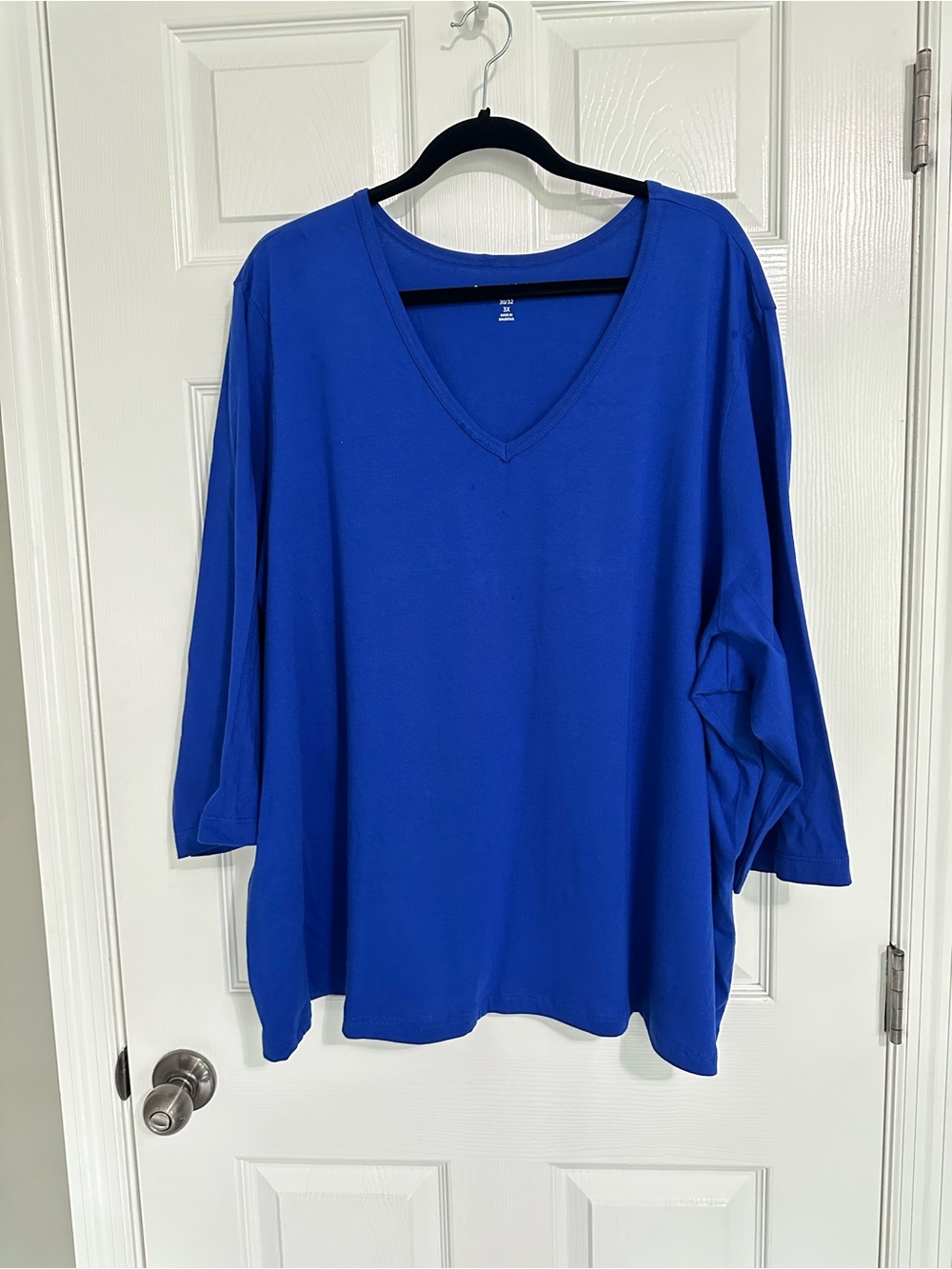 Woman Within V-Neck Long Sleeve Top - Cobalt Blue